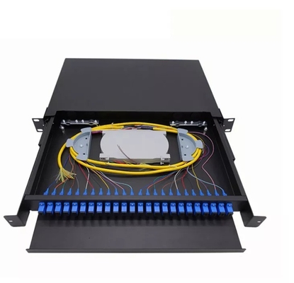 냉불판 1U 24 포트 SC SX FTTH 광섬유 패치 패널 19 인치 바위 마운트