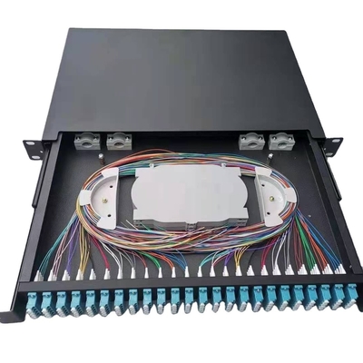냉불판 1U 24 포트 SC SX FTTH 광섬유 패치 패널 19 인치 바위 마운트