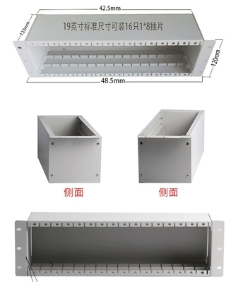 1x2 1x4 1x8 16 슬롯 광섬유 PLC LGX 스플리터 차시 3U 19 &quot;레크 마운트
