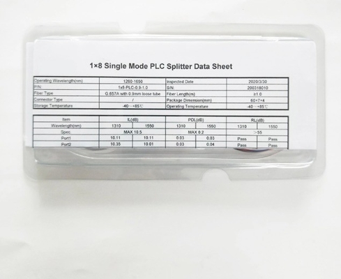 1M/1.5M G657A 광섬유 PLC 광섬유 스플리터 작동 파장 1260-1650nm